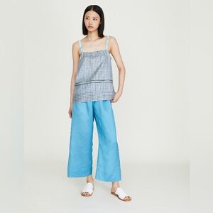 DOSA Iridescent Green Blue Crinkle Silk Pull On Pants L